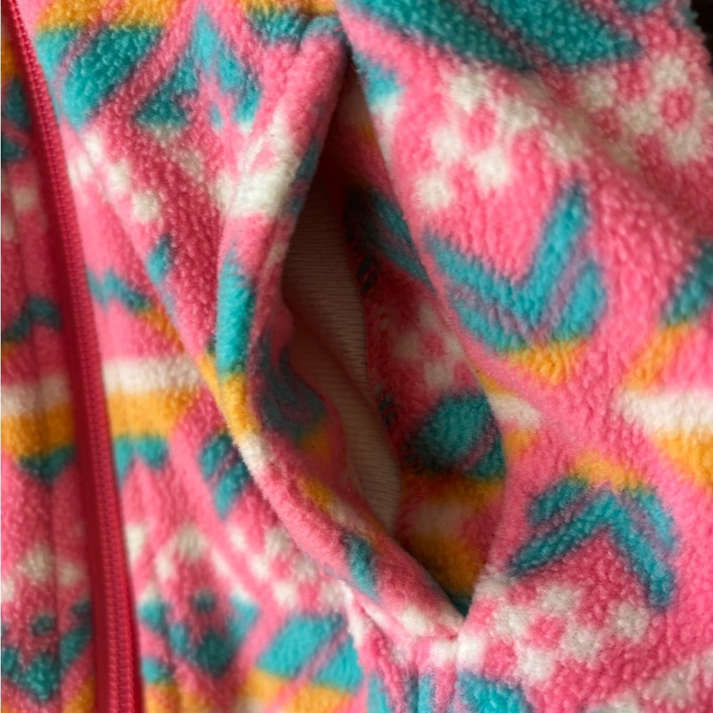 Columbia Pink and Teal Patterned Fleece Jacket - Picture 4 of 5